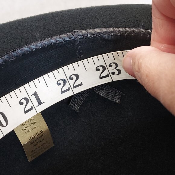 New York Hat Co Top Hat Women's M Wool Felt Classic Black Short Crown Flower Pin - Picture 13 of 16